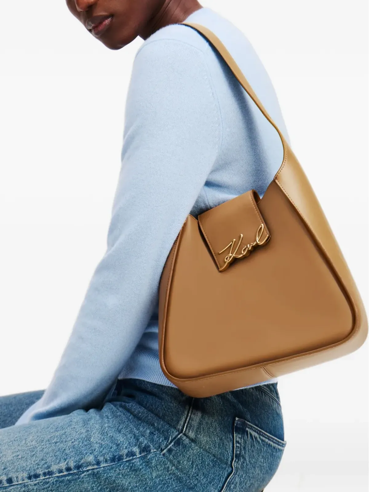 Karl Lagerfeld K/Signature ホーボー フラップショルダーバッグ - ブラウン - 画像2