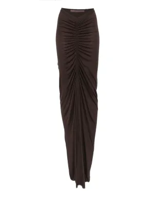 Rick Owens Lilies リュッシュ ハイウエスト スカート（ブラウン） - サムネイル1
