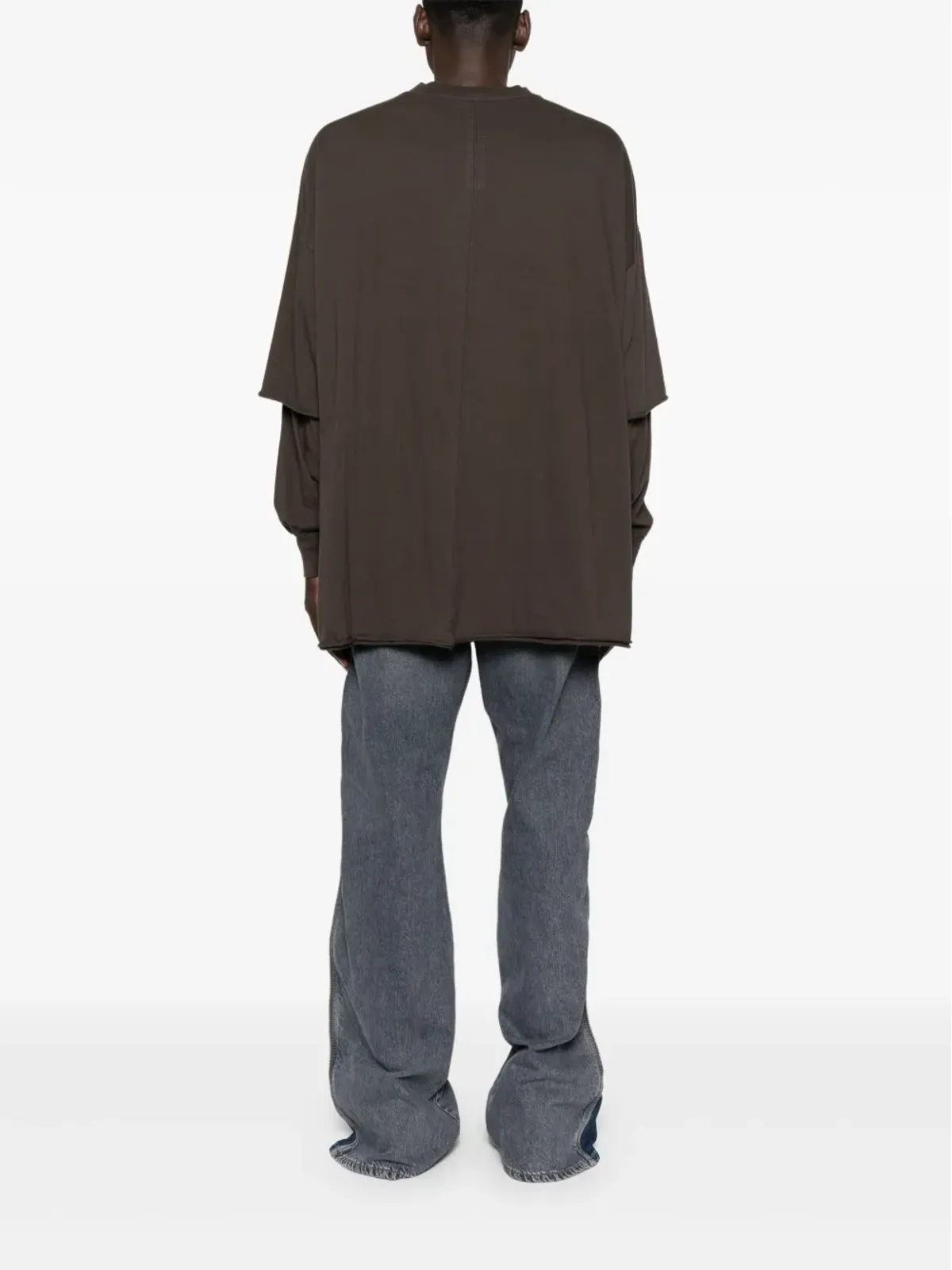Rick Owens DRKSHDW レイヤード長袖Tシャツ ブラウン - 画像3