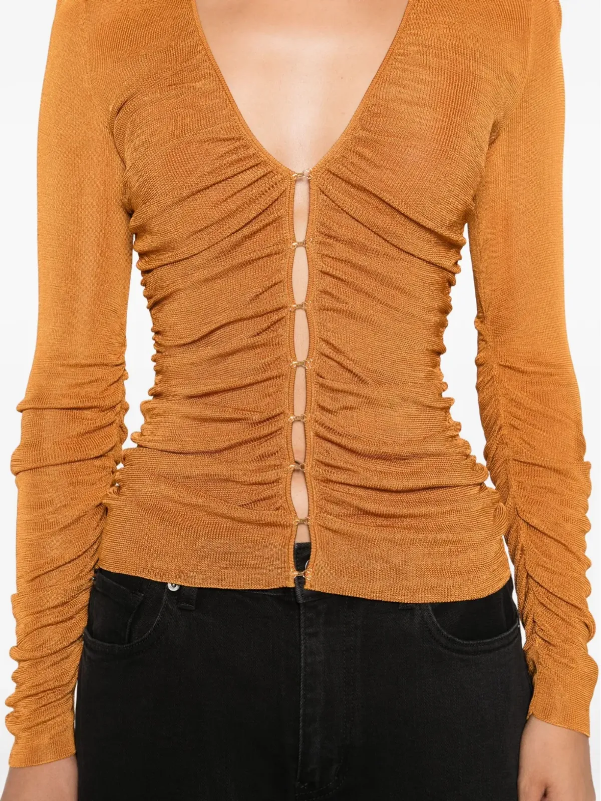 Self-Portrait V-neck gathered top - 画像5