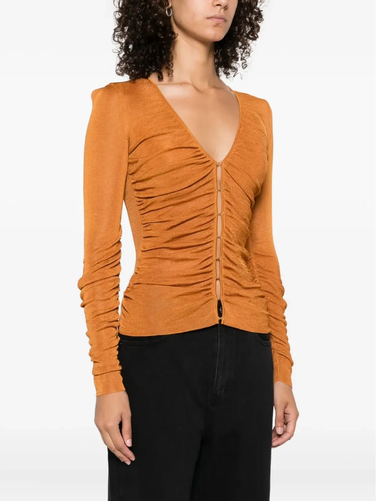 Self-Portrait V-neck gathered top - 画像3