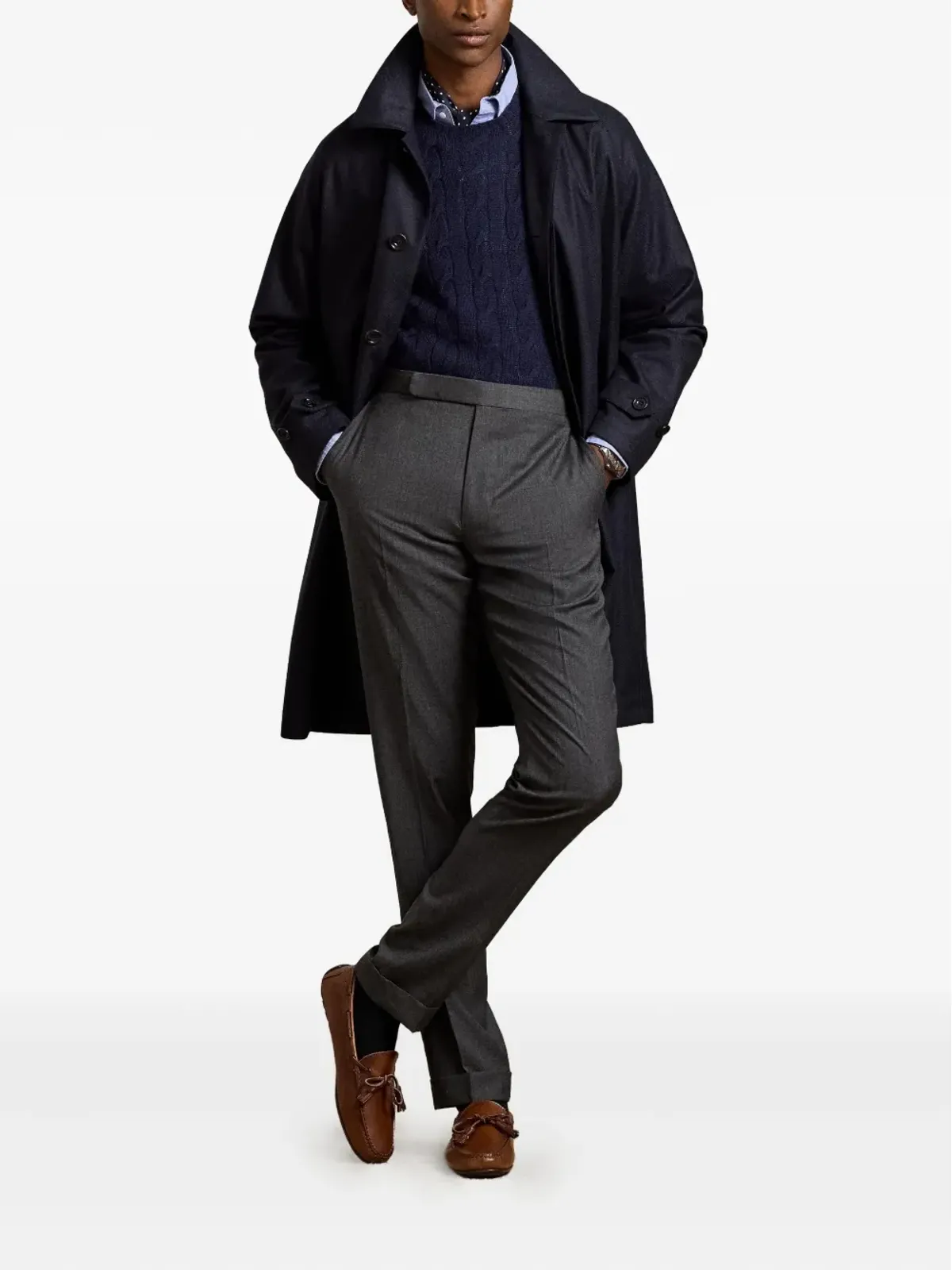 Ralph Lauren Purple Label 裏地付きコート ネイビー - 画像2