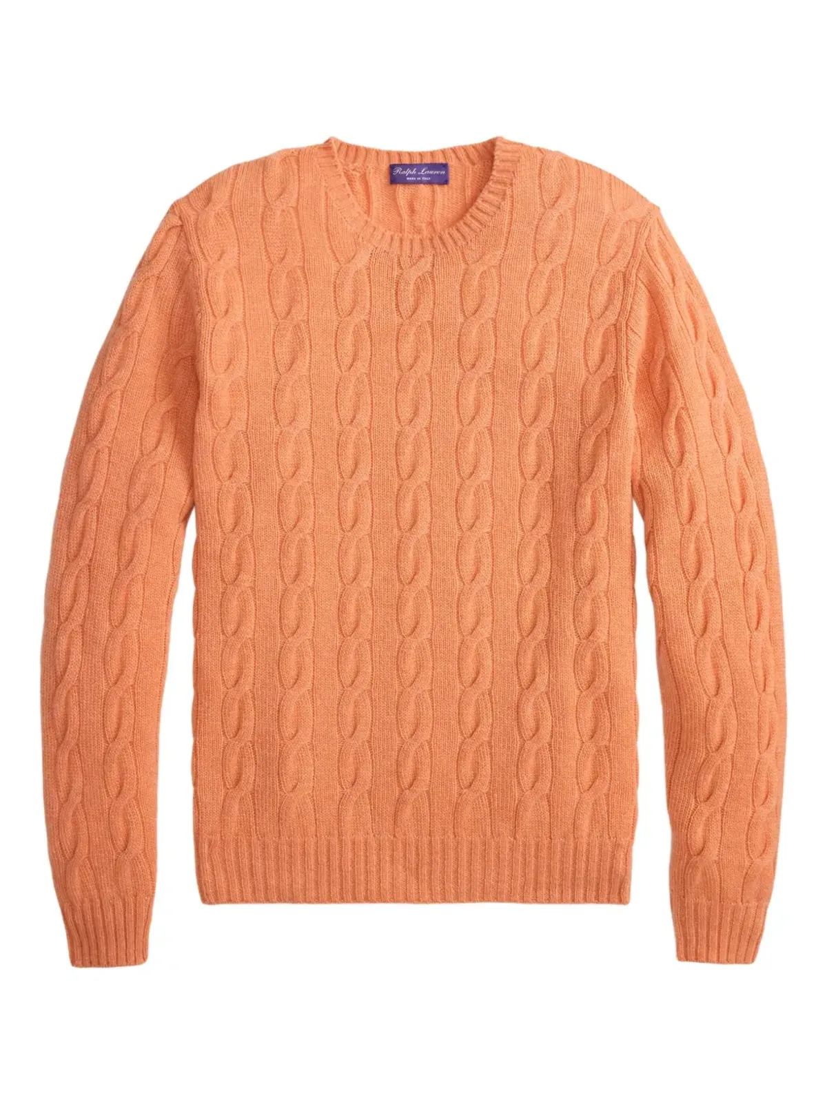 Ralph Lauren Purple Label オレンジのケーブル編み長袖セーター - 画像1