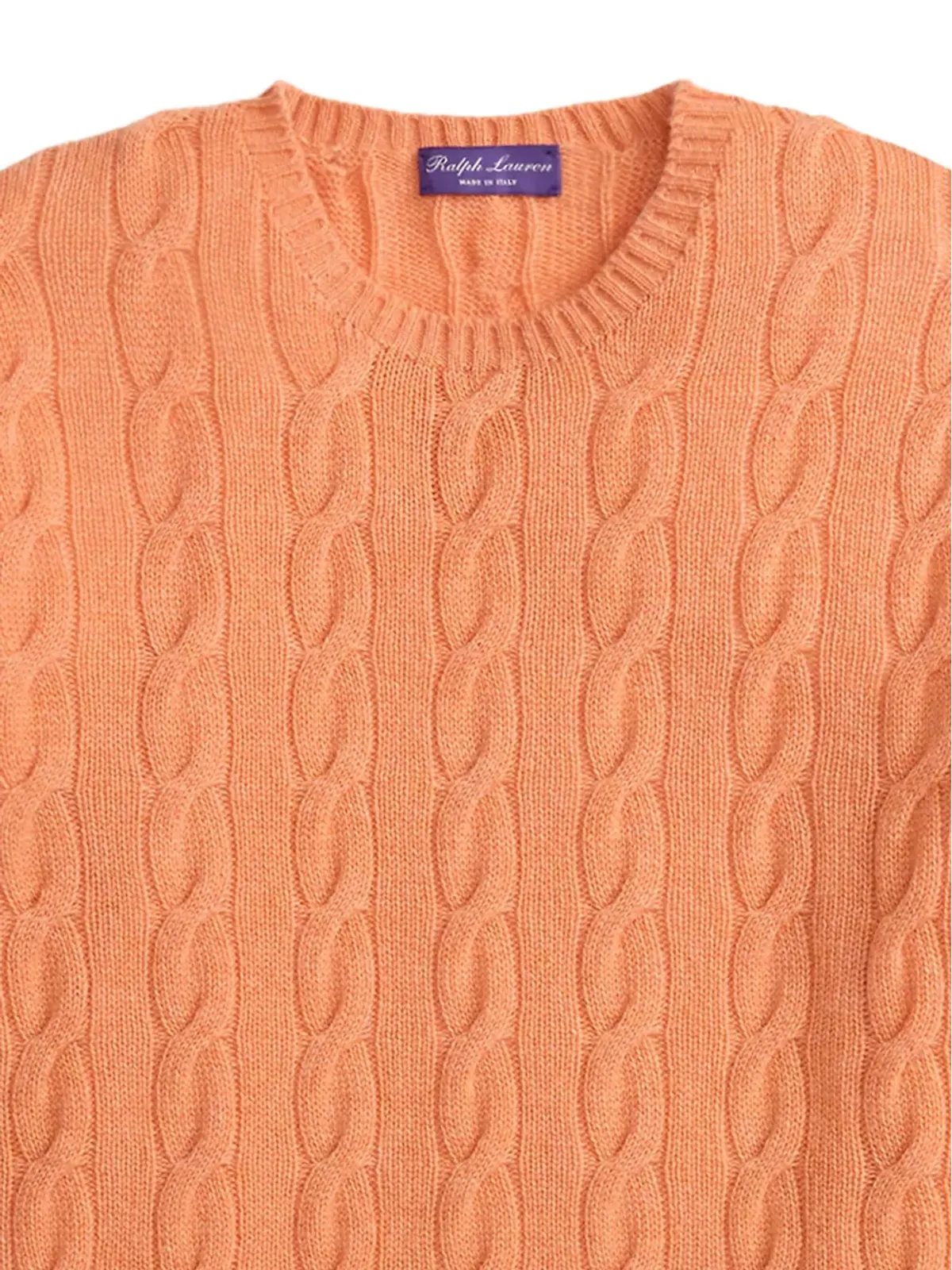 Ralph Lauren Purple Label オレンジのケーブル編み長袖セーター - 画像2