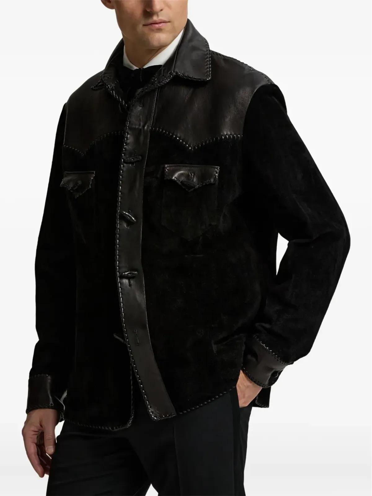 Ralph Lauren Purple Label スエードシャツジャケット - 画像3