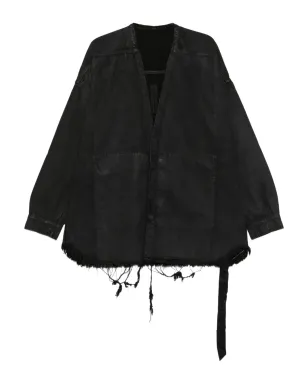 Rick Owens DRKSHDW フリンジヘム コットンコート - ブラック - サムネイル1