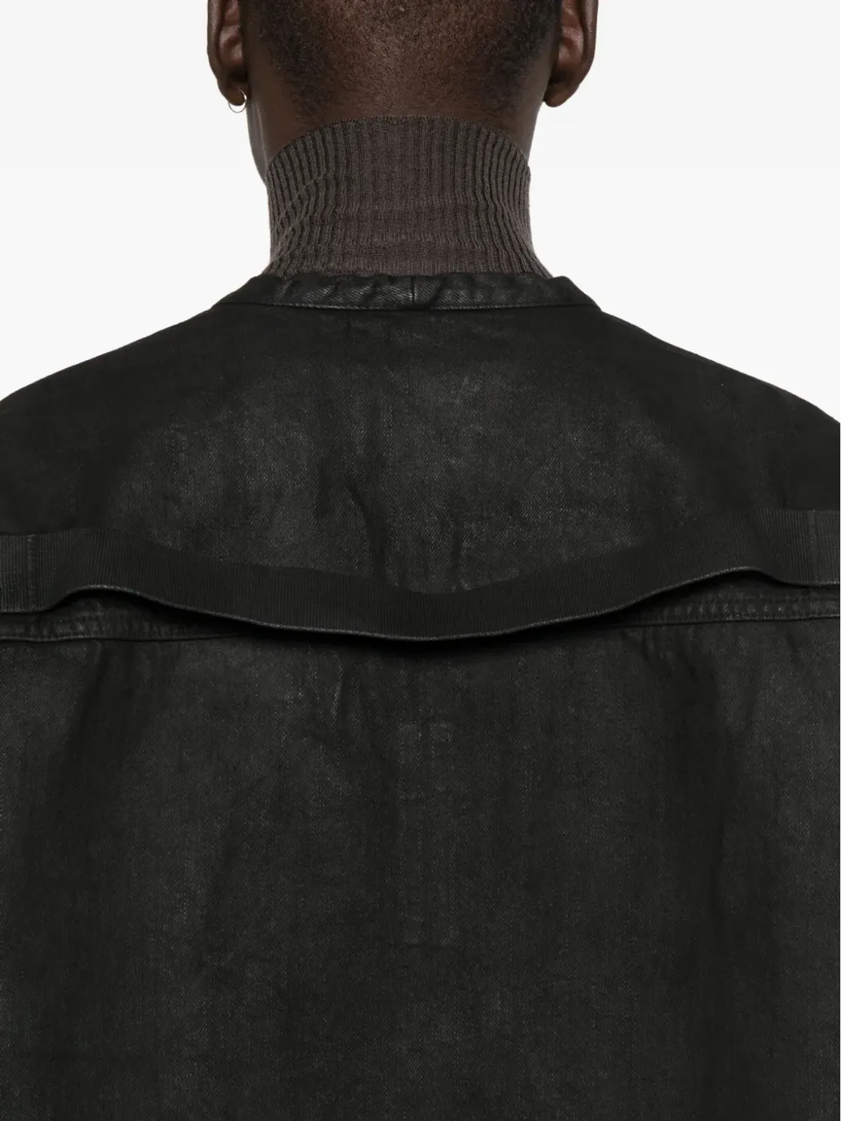 Rick Owens DRKSHDW フリンジヘム コットンコート - ブラック - 画像5