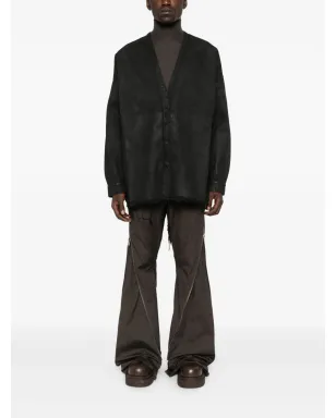 Rick Owens DRKSHDW フリンジヘム コットンコート - ブラック - サムネイル2