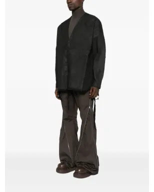 Rick Owens DRKSHDW フリンジヘム コットンコート - ブラック - サムネイル3