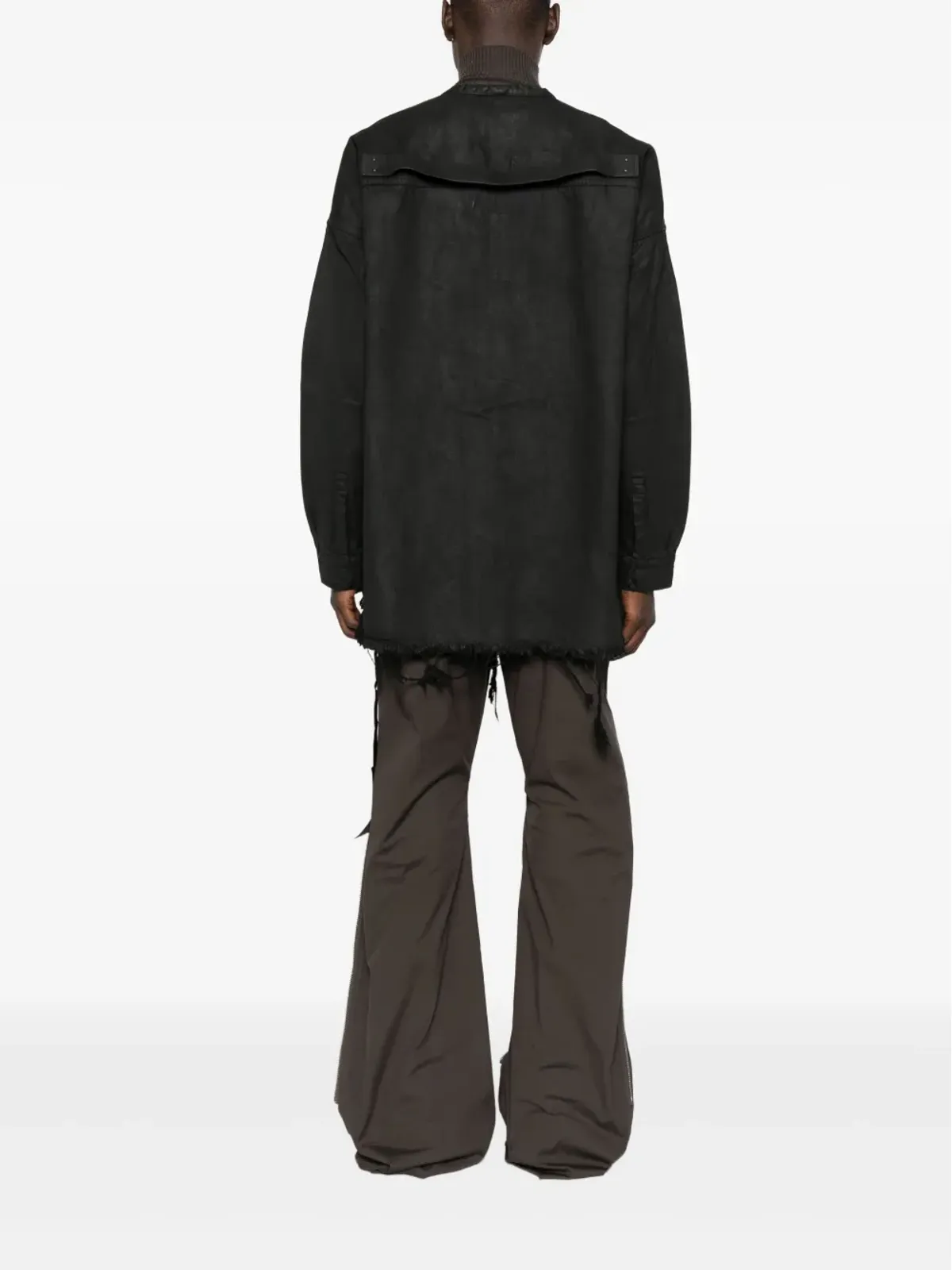 Rick Owens DRKSHDW フリンジヘム コットンコート - ブラック - 画像4
