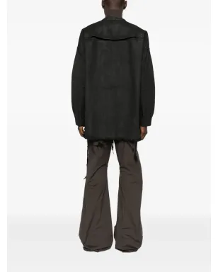 Rick Owens DRKSHDW フリンジヘム コットンコート - ブラック - サムネイル4