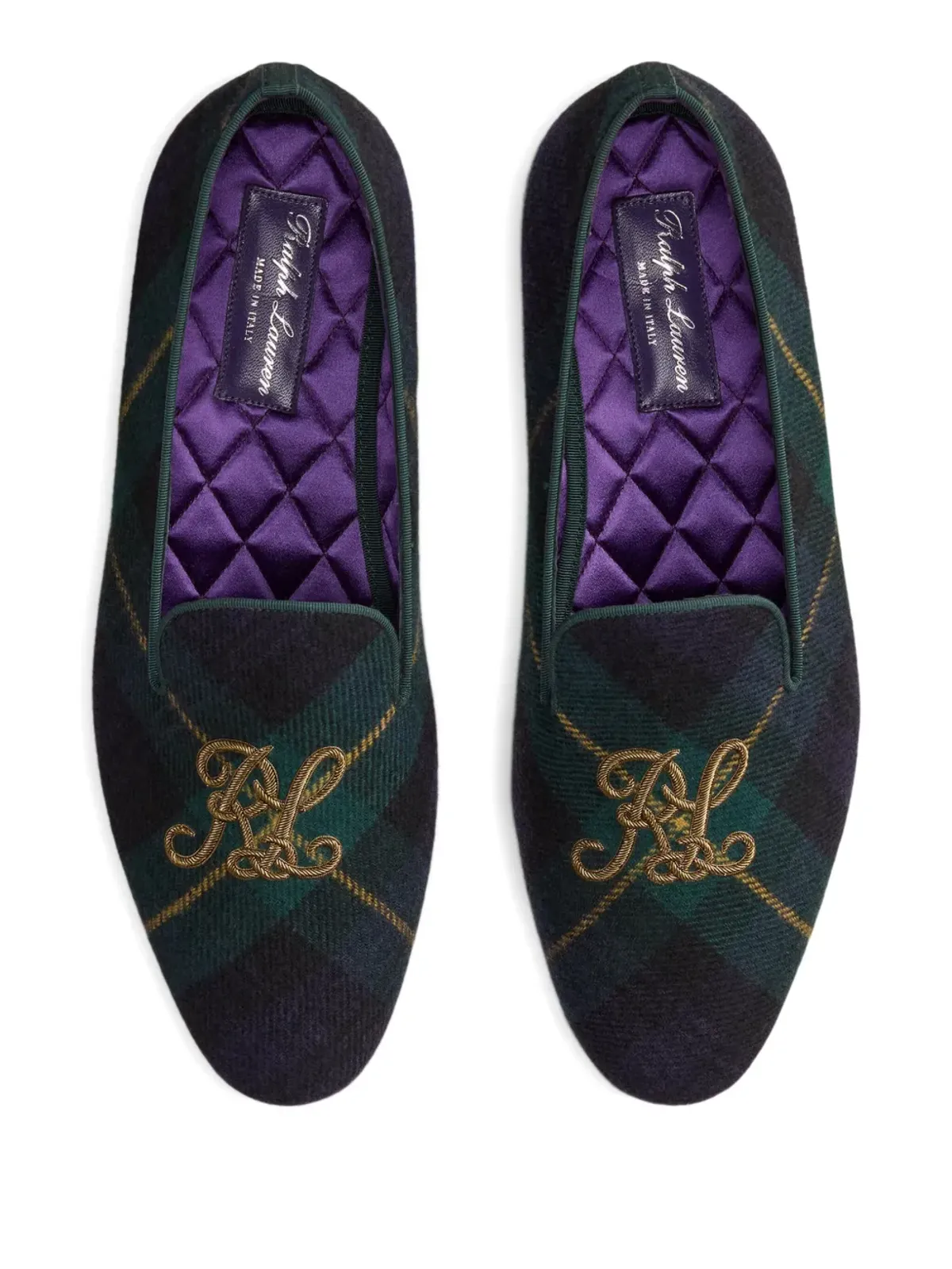 Ralph Lauren Purple Label タータンチェック刺繍ローファー - 画像4