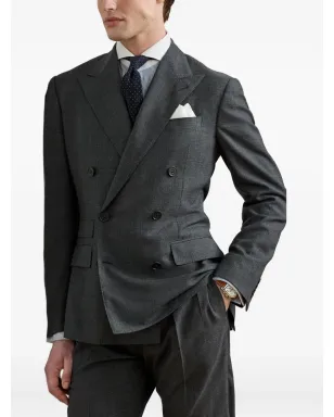 Ralph Lauren Purple Label ダブルブレスト テーラードブレザー グレー - サムネイル3