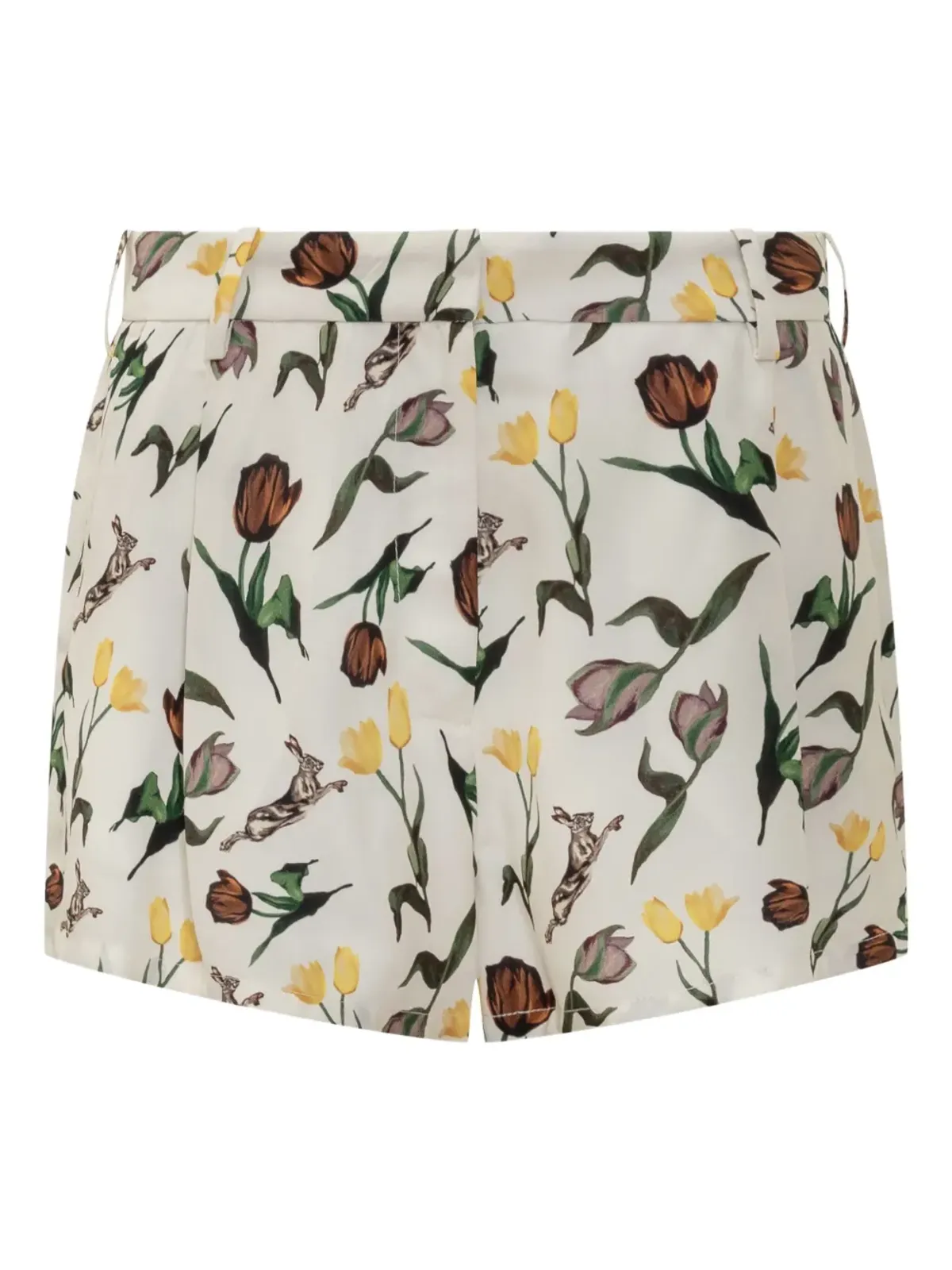 Marni tulip hares-print shorts - White - 画像1