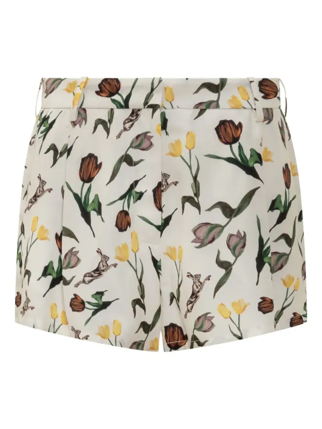 Marni Marni tulip hares-print shorts - Whiteの商品画像