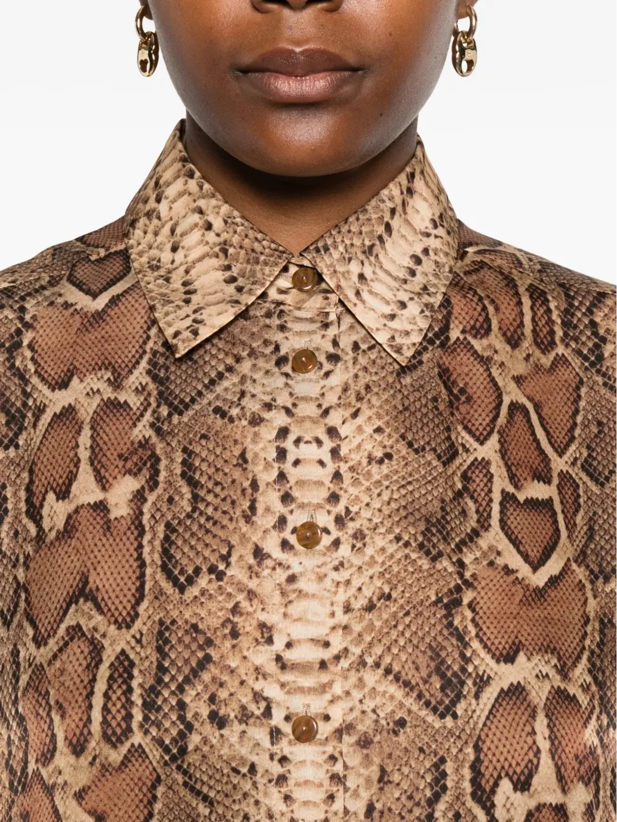 ZIMMERMANN ヘビ柄プリント長袖シャツ - 画像5