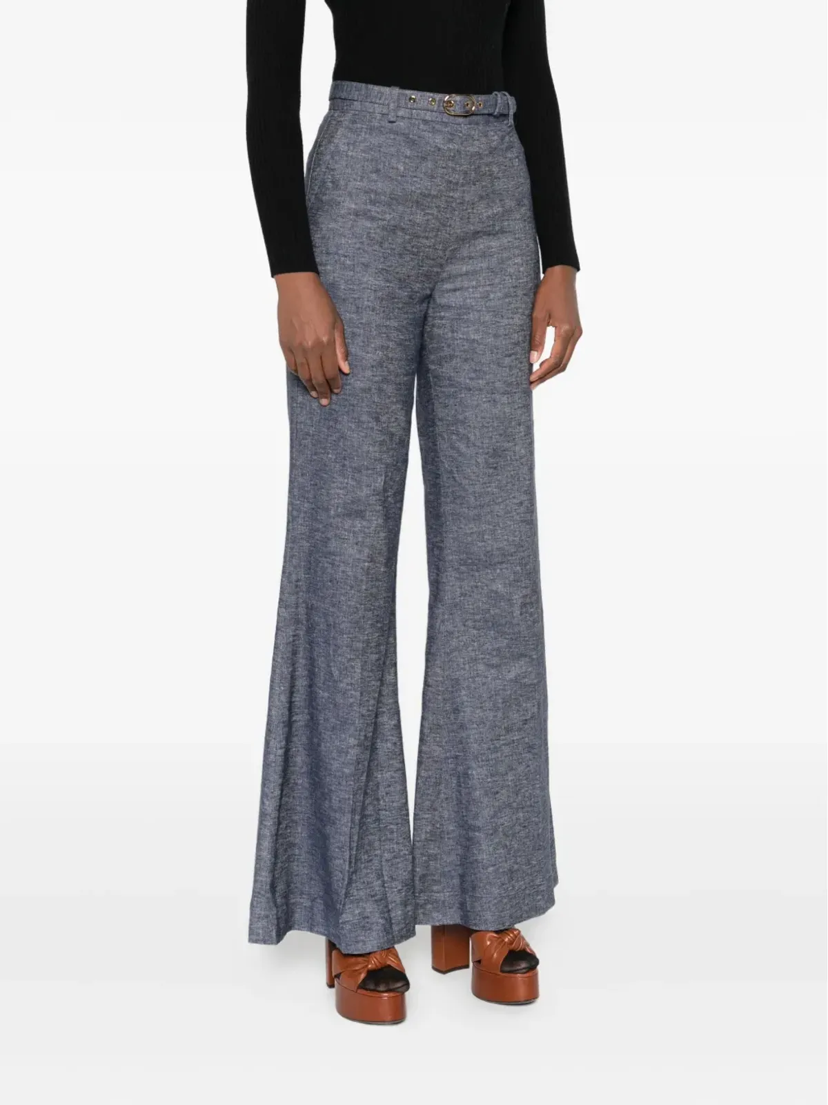 ZIMMERMANN Hypnotic belted flared trousers - Blue - 画像3