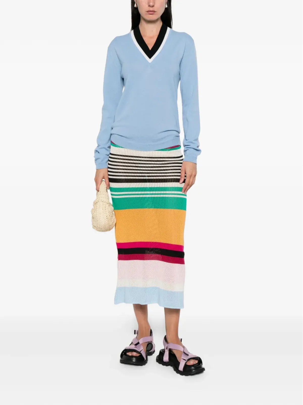 Marni V-neck ウールセーター - ブルー - 画像2
