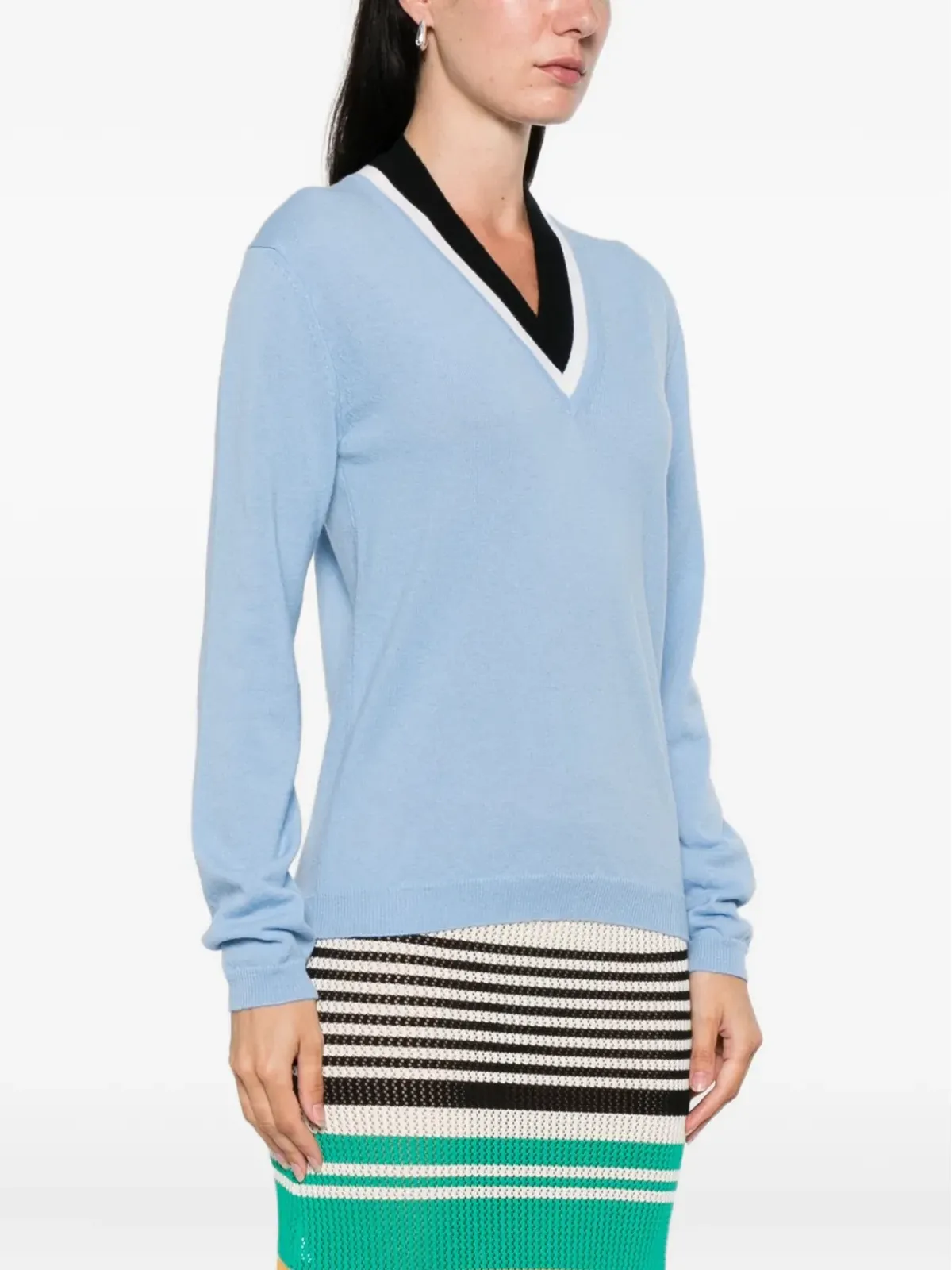 Marni V-neck ウールセーター - ブルー - 画像3