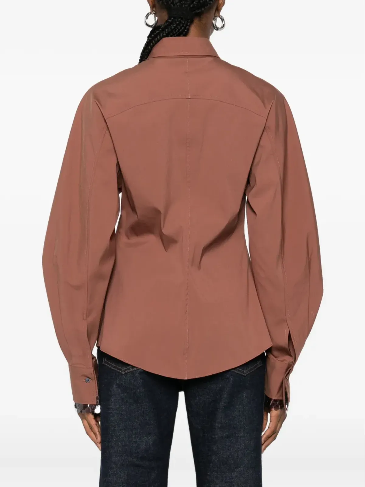 Brunello Cucinelli ロングスリーブ レイヤードシャツ ブラウン - 画像4