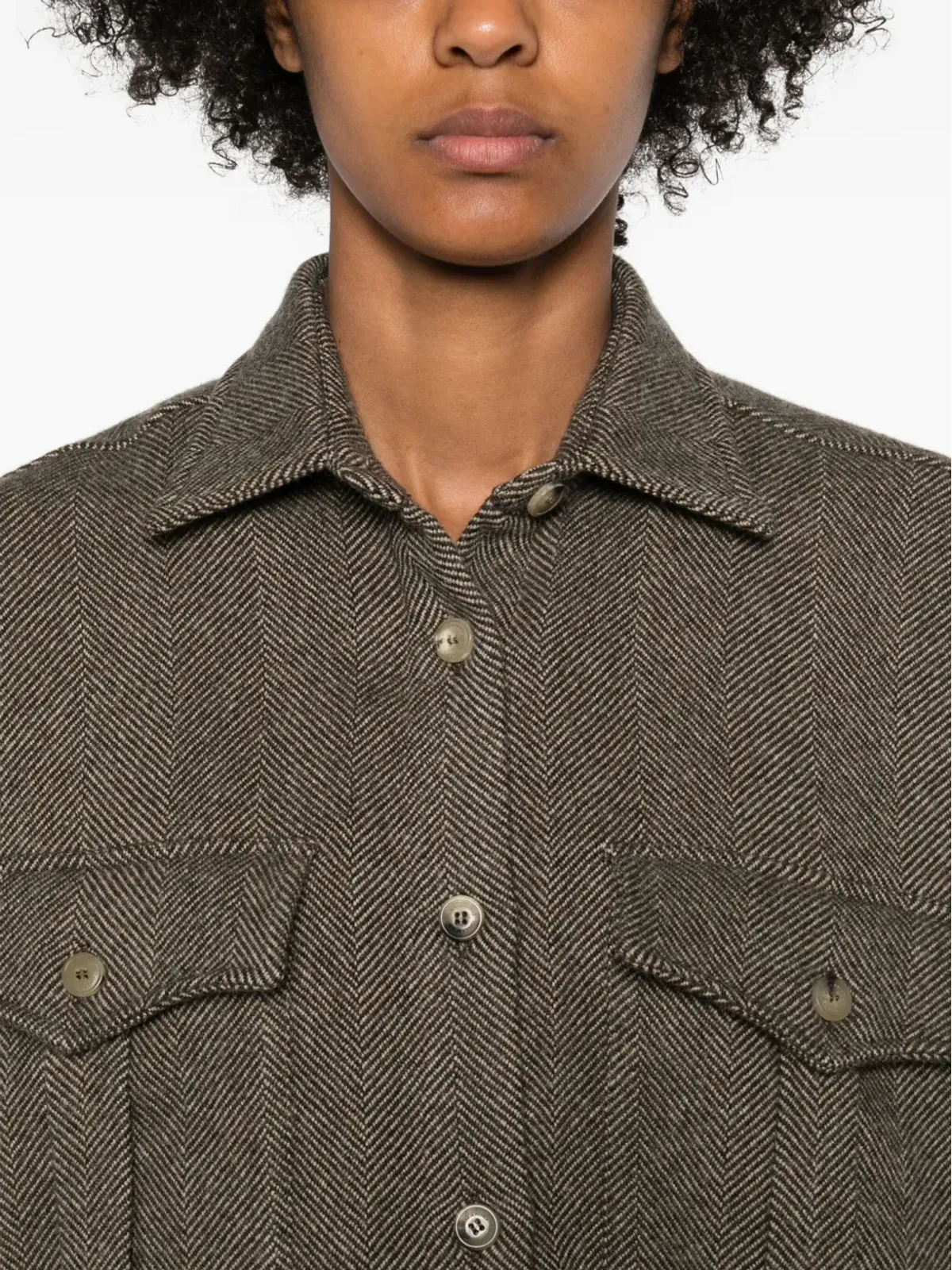 Ermanno Scervino ヘリンボーン柄フラップポケットシャツ - 画像5