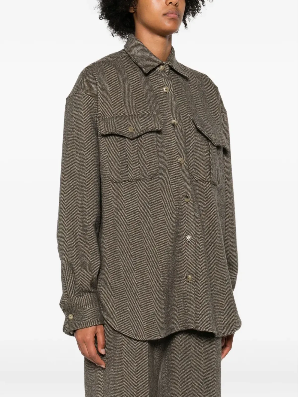 Ermanno Scervino ヘリンボーン柄フラップポケットシャツ - 画像3