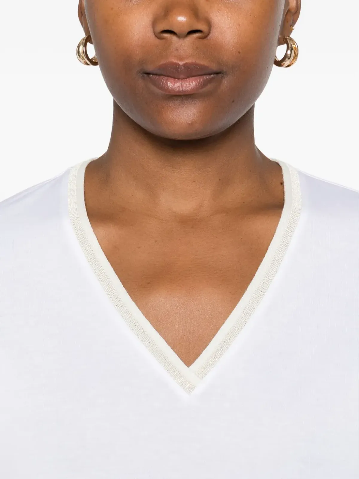 Fabiana Filippi エンベリッシュドVネックTシャツ - 画像5