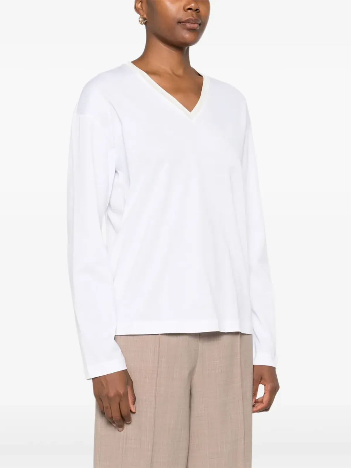 Fabiana Filippi エンベリッシュドVネックTシャツ - 画像3