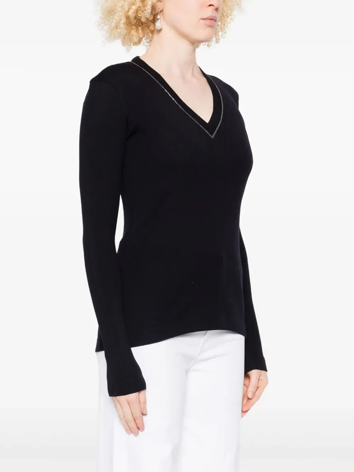 Brunello Cucinelli エンベリッシュドVネックセーター - 画像3