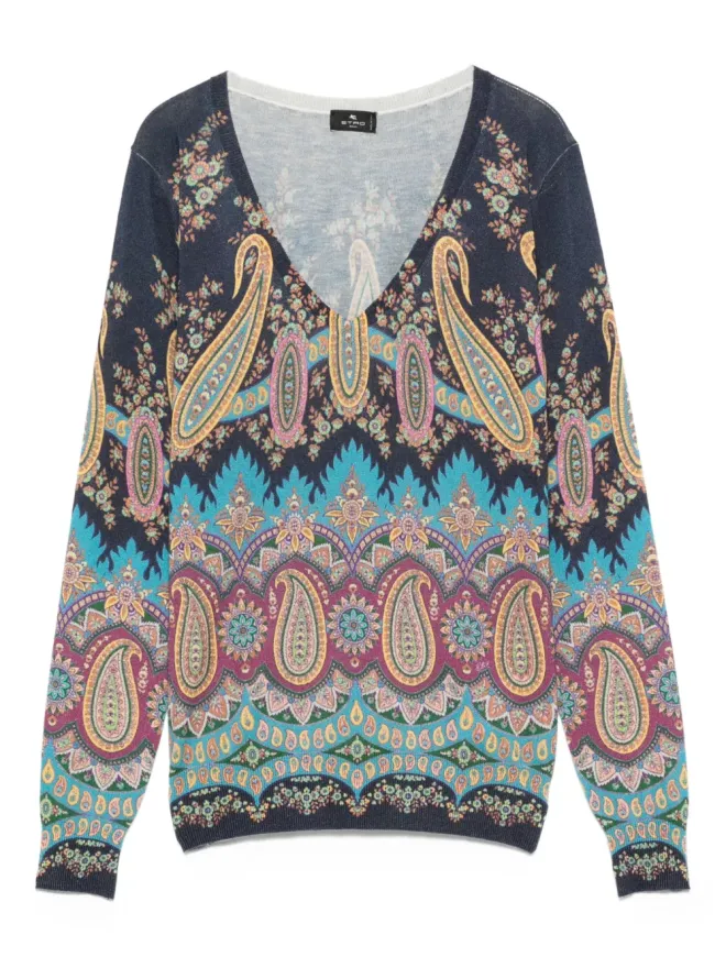 ETRO ETRO ペイズリープリントVネックセーターの商品画像