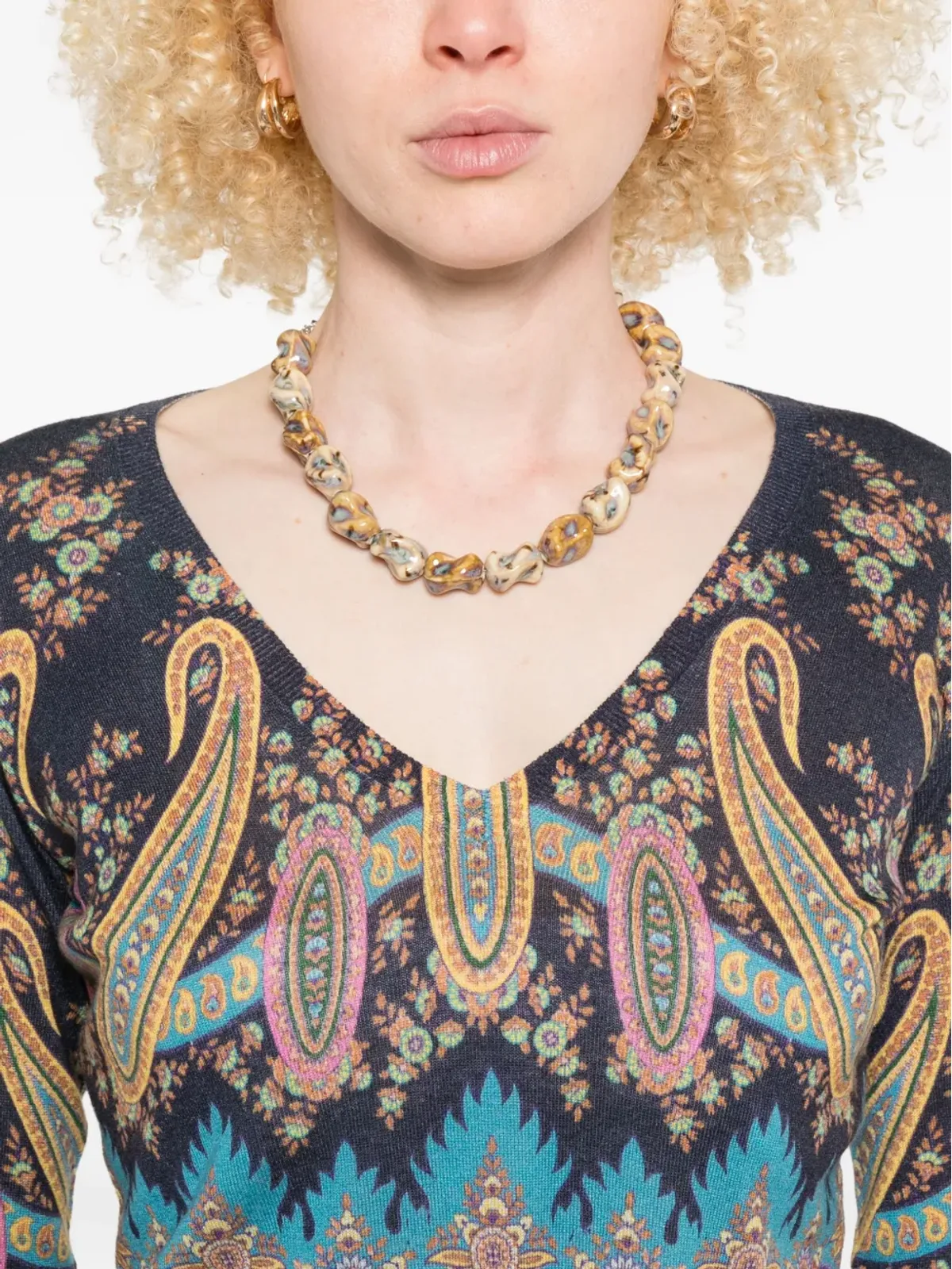 ETRO ペイズリープリントVネックセーター - 画像5