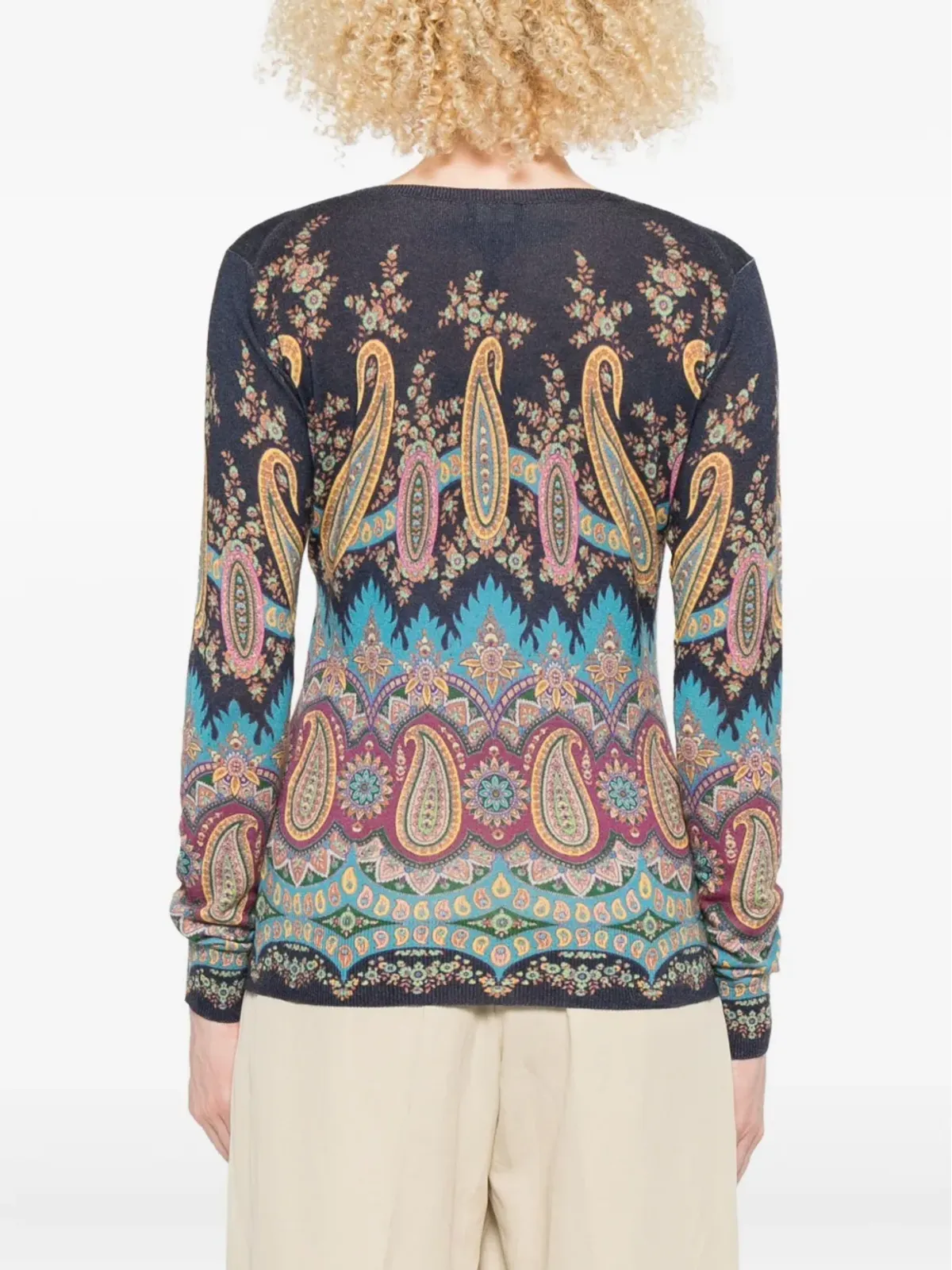 ETRO ペイズリープリントVネックセーター - 画像4