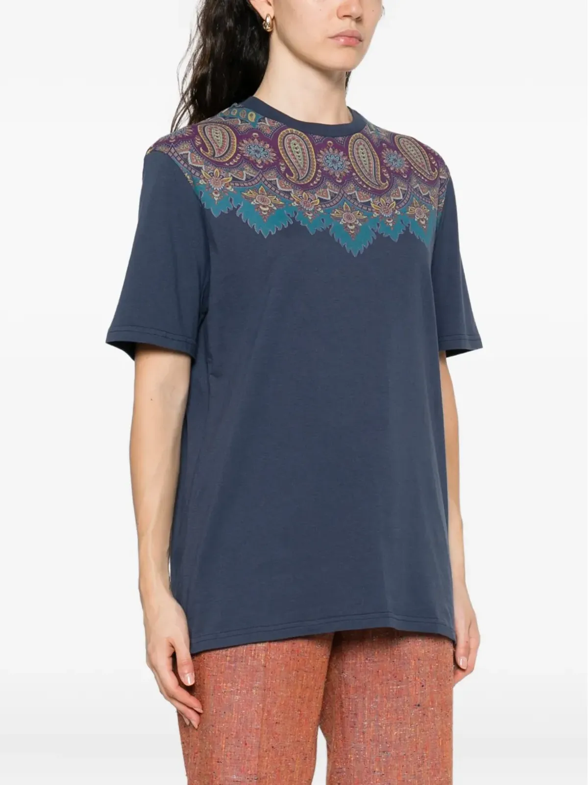 ETRO ペイズリープリント コットンTシャツ - ブルー - 画像3