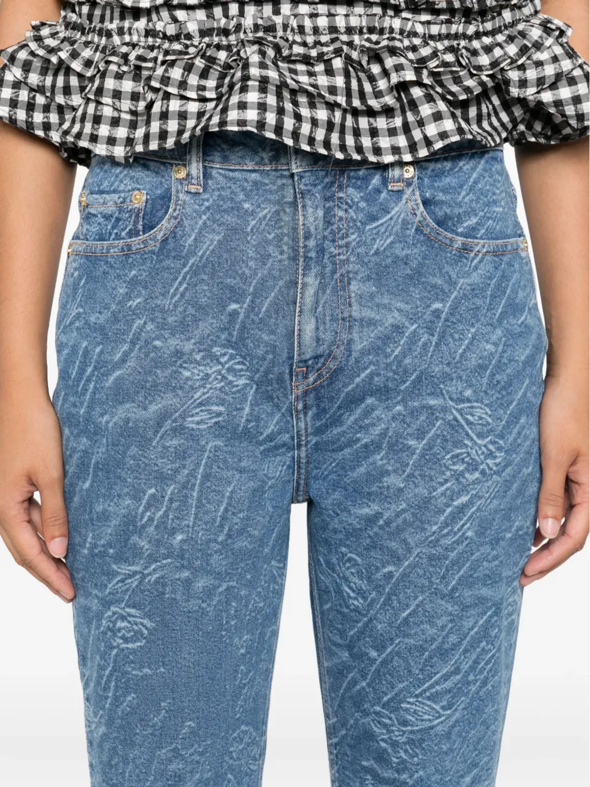 GANNI テクスチャードファイブポケットジーンズ - 画像5