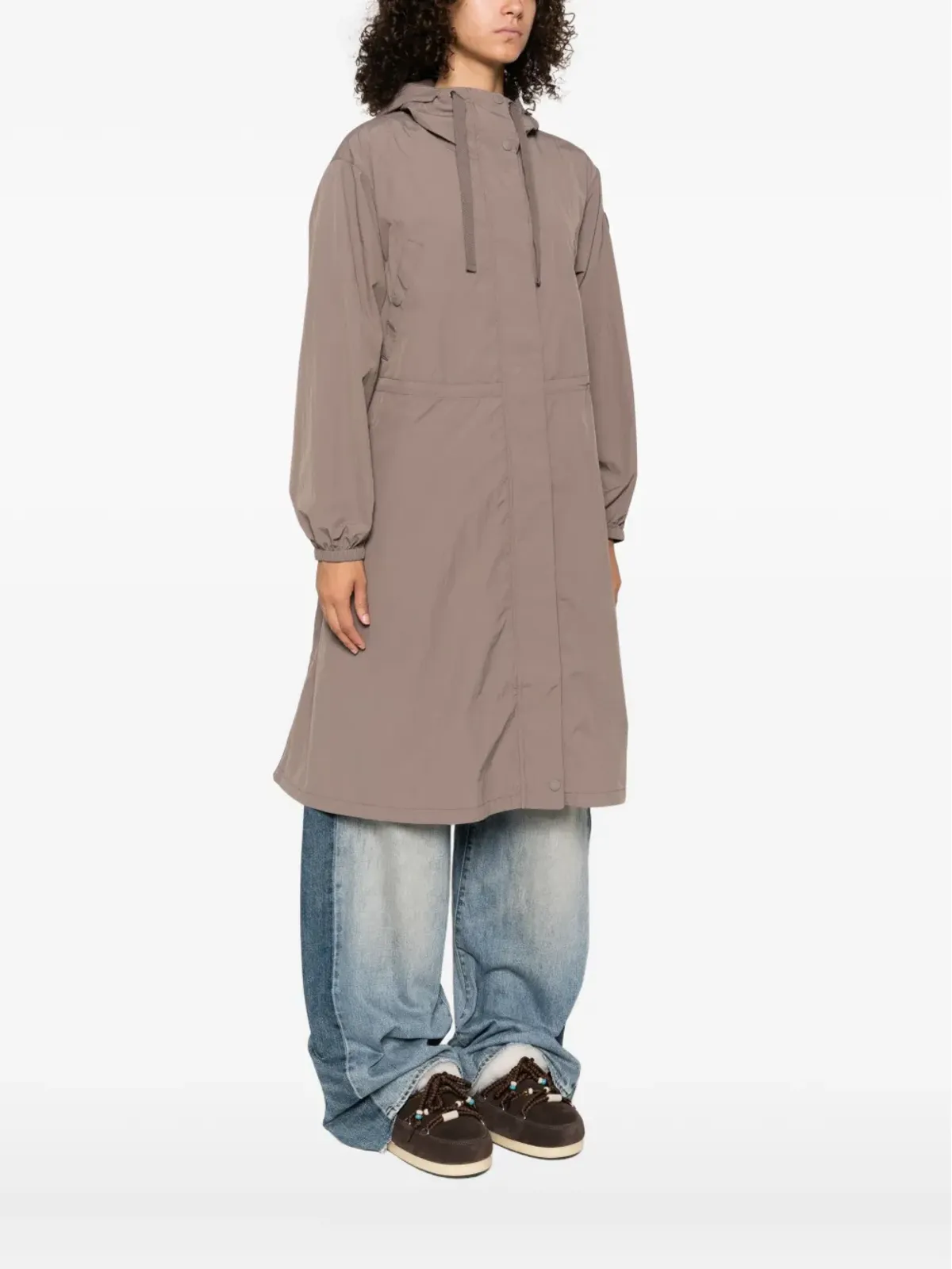 Kenzo フード付きボタン留めコート ブラウン - 画像3
