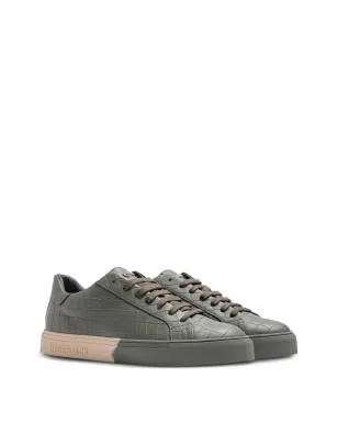 Hide&Jack グリーンのクロコダイル型押しスニーカー - サムネイル2