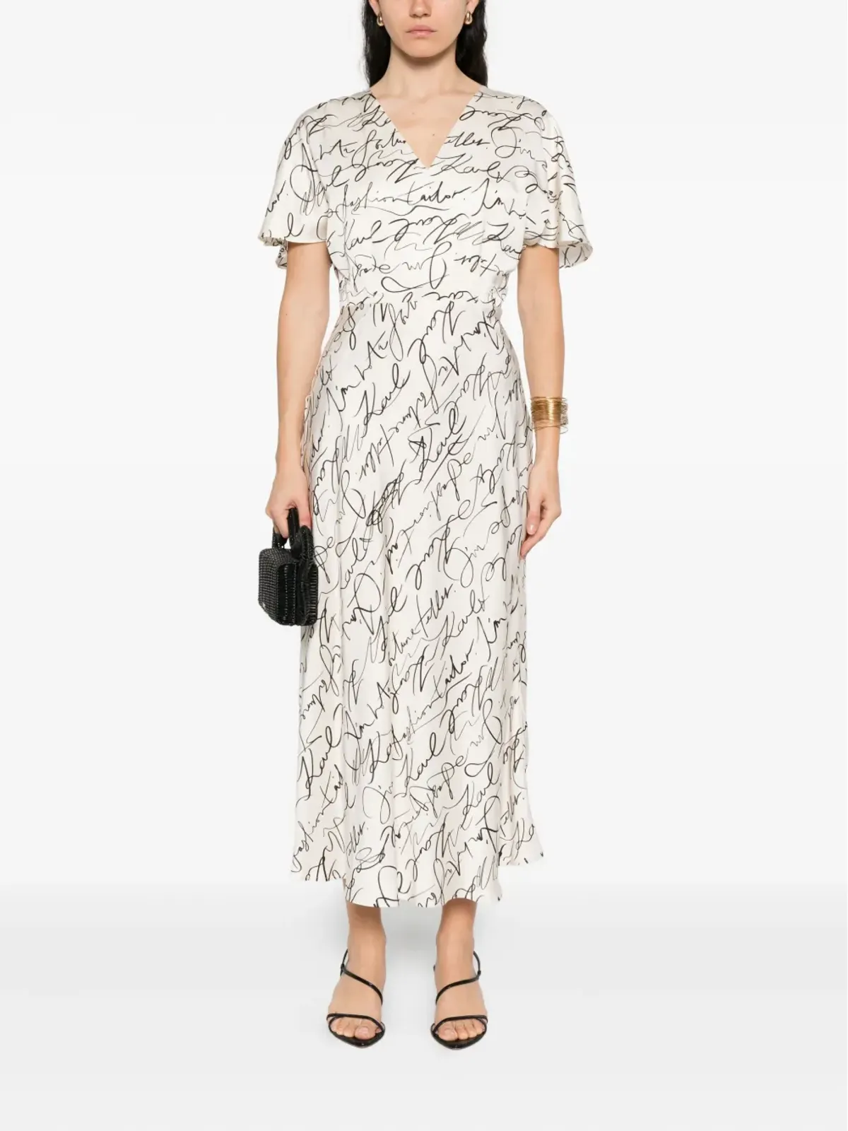 Karl Lagerfeld scribble-print ミディドレス - 画像2