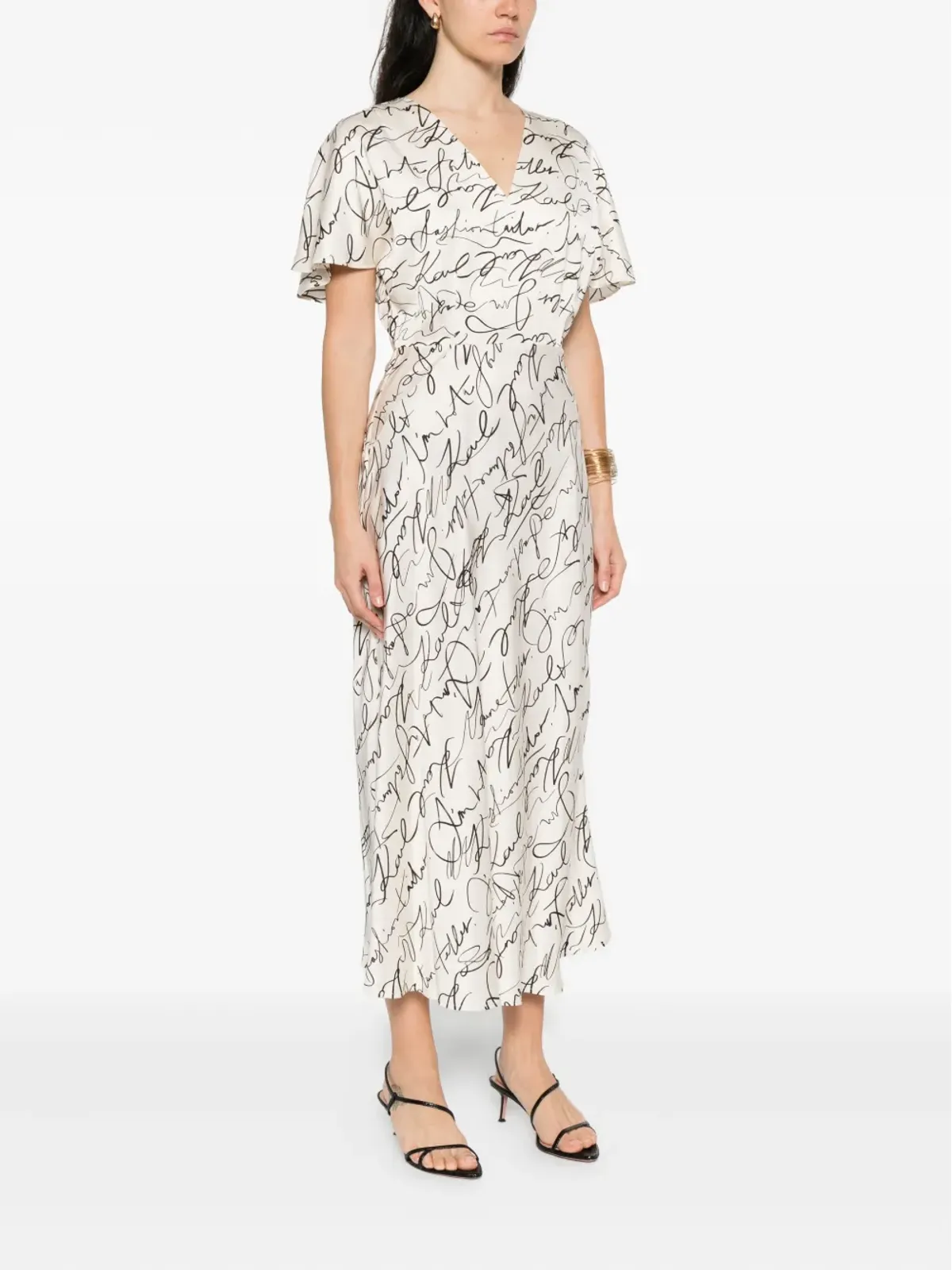 Karl Lagerfeld scribble-print ミディドレス - 画像3