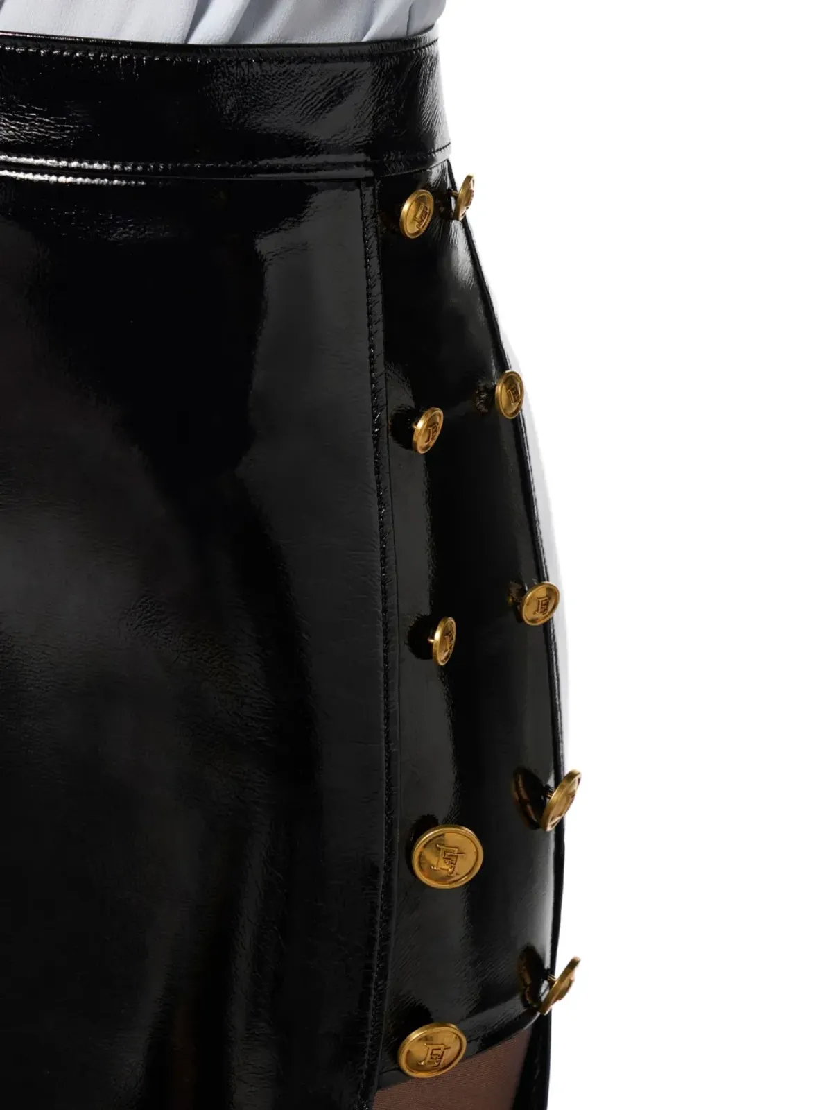 Elisabetta Franchi ボタンディテール・スリット入りミディスカート ブラック - 画像5