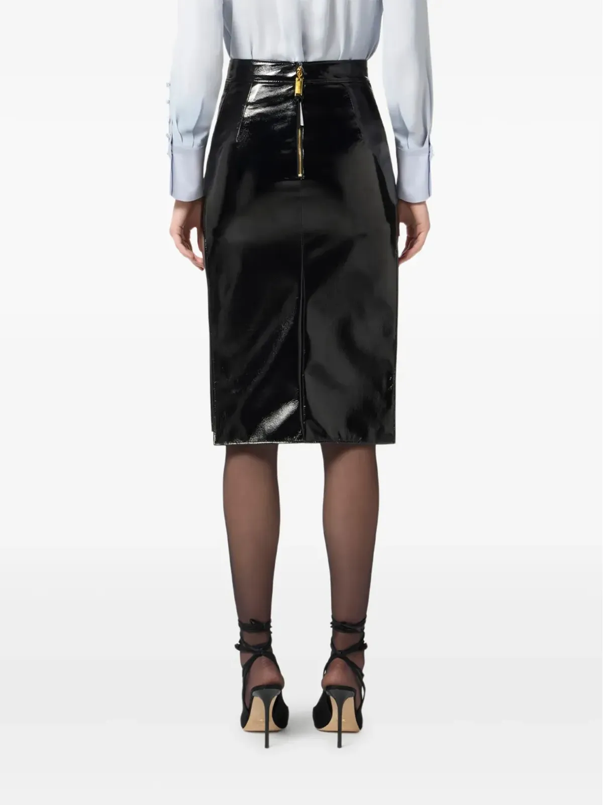 Elisabetta Franchi ボタンディテール・スリット入りミディスカート ブラック - 画像4