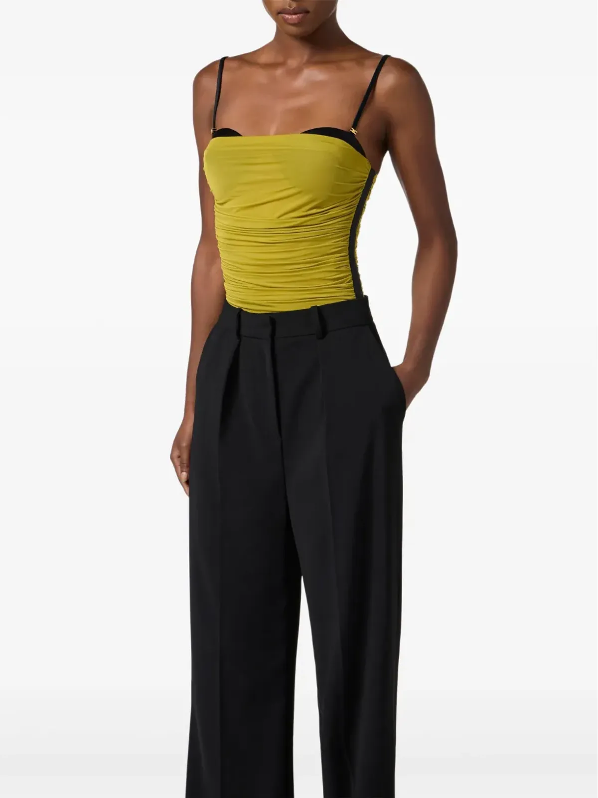 Elisabetta Franchi リュシュボディスーツ - イエロー - 画像5