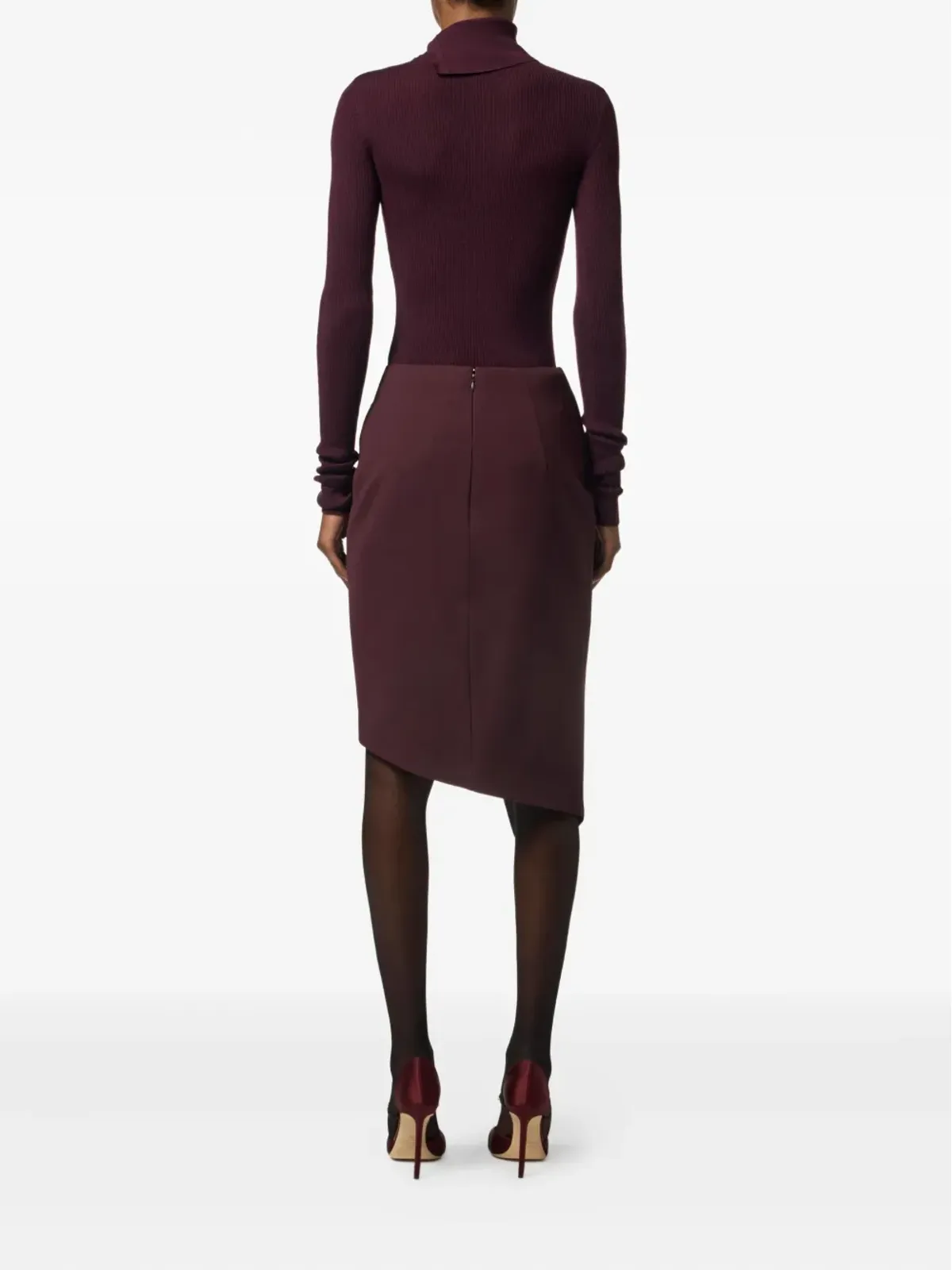 Elisabetta Franchi ロゴプレート付きアシンメトリースカート - 画像3