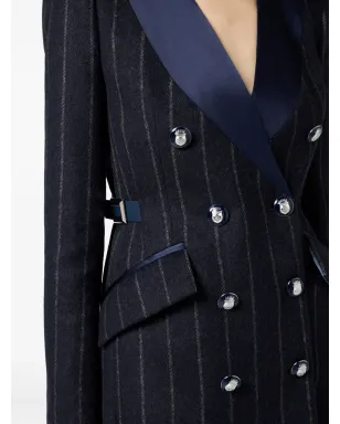 Elisabetta Franchi ピンストライプ サテンラペル ブレザー - サムネイル5