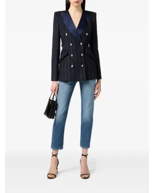 Elisabetta Franchi ピンストライプ サテンラペル ブレザー - サムネイル2