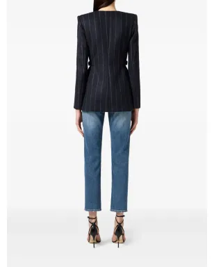Elisabetta Franchi ピンストライプ サテンラペル ブレザー - サムネイル3