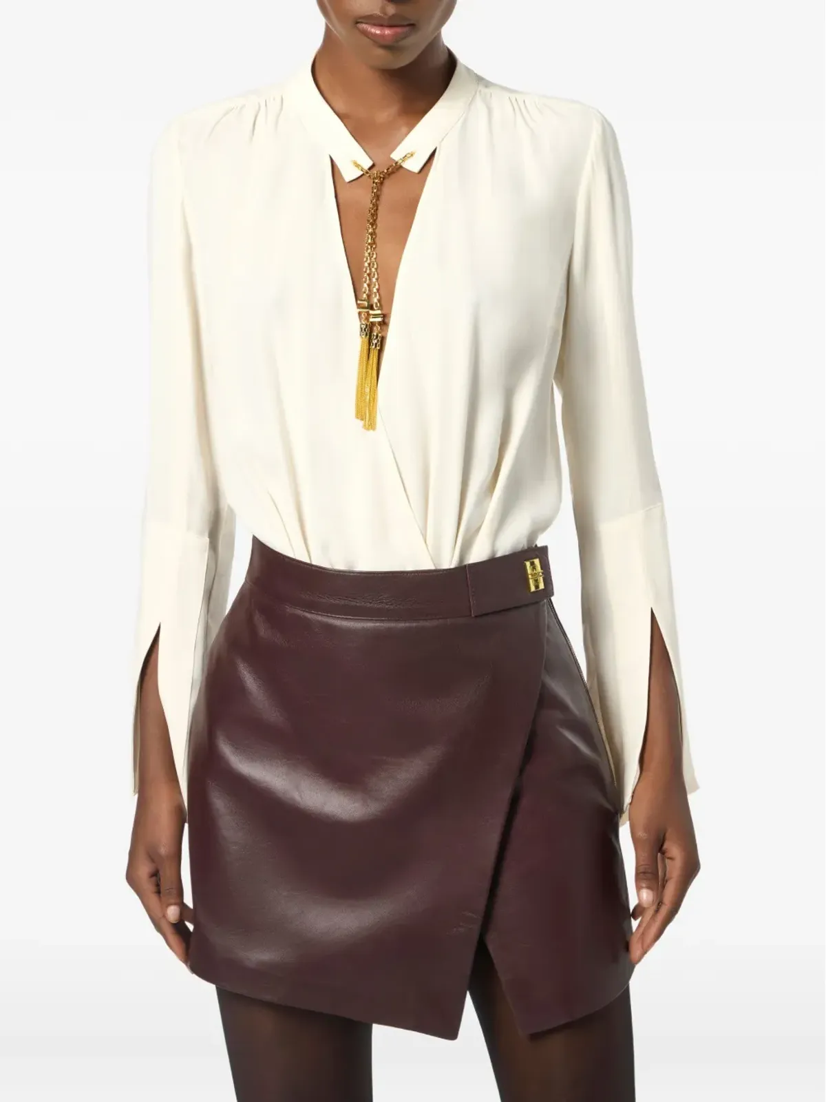 Elisabetta Franchi タッセル付き georgette ボディスーツ - 画像4