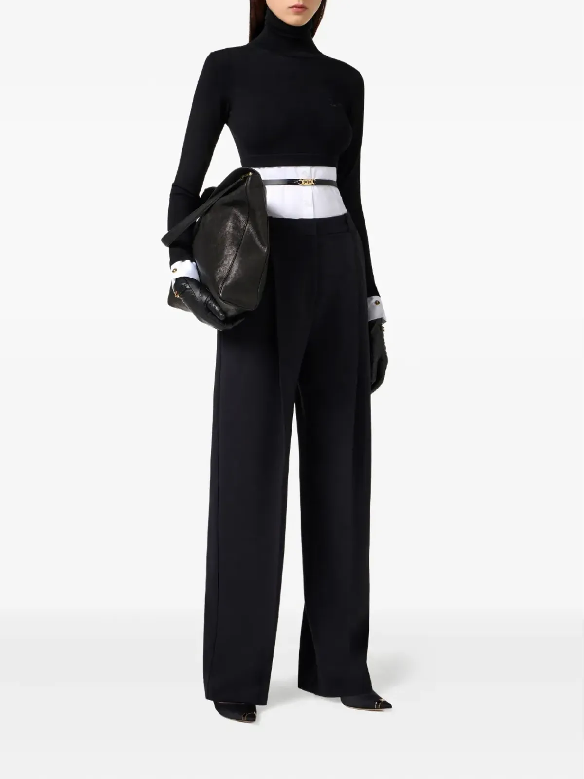 Elisabetta Franchi ポプリン挿入タートルネックトップ - 画像2