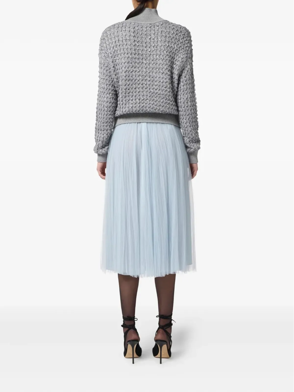 Elisabetta Franchi プリーツチェーンベルト付きミディスカート - 画像4