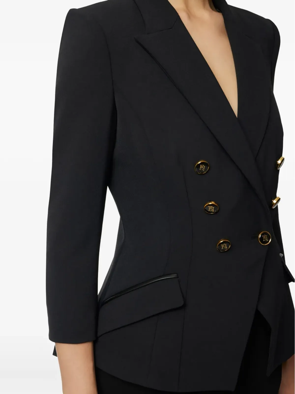 Elisabetta Franchi ダブルブレスト ゴールドボタン ジャケット - ブラック - 画像4