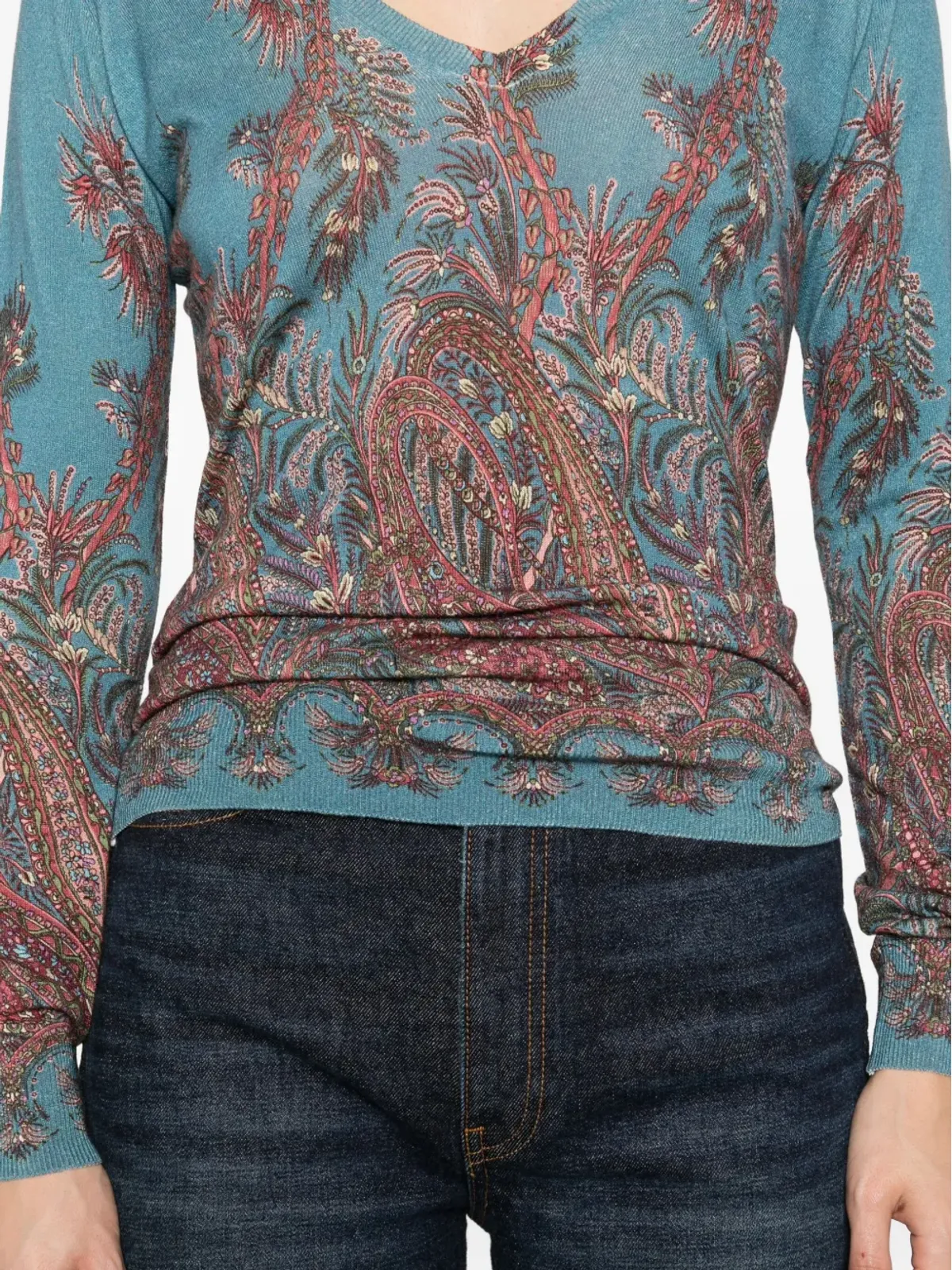 ETRO ペイズリープリントVネックトップ - 画像5
